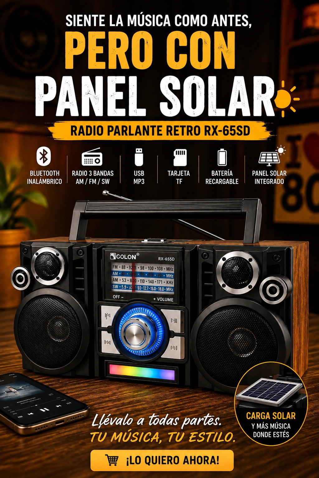 Minicomponente Retro Solar